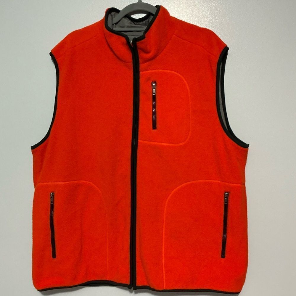 Consensus Sportswear Orange Fleece/gray windbreaker Jacket reversible size XL